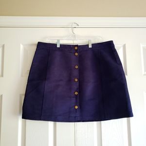 Navy Blue Button Up Mini Skirt - Size 16